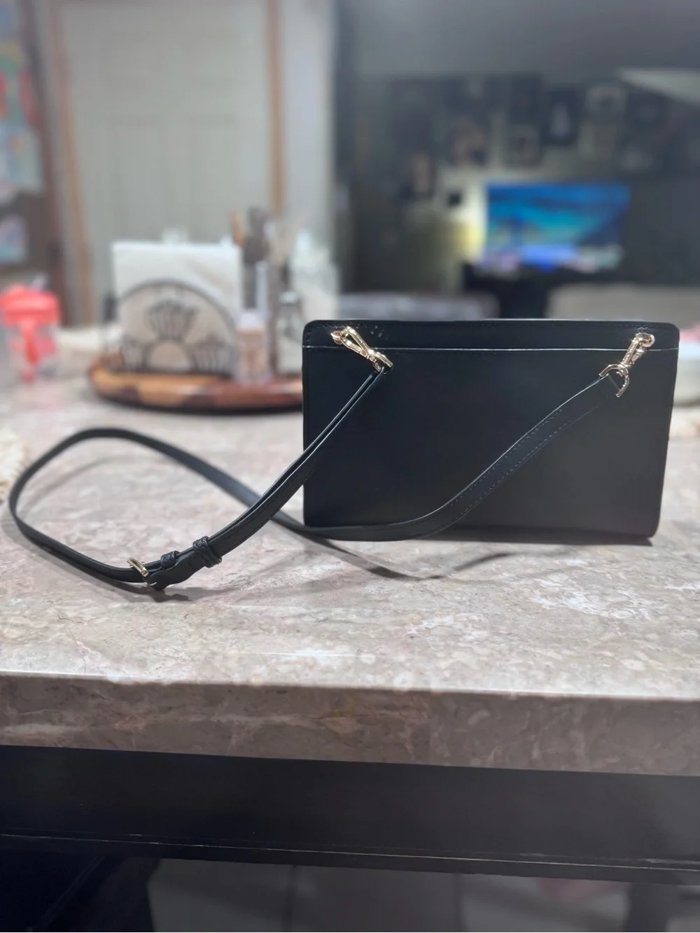 Michael Kors Black Smooth Leather Messenger Crossbody